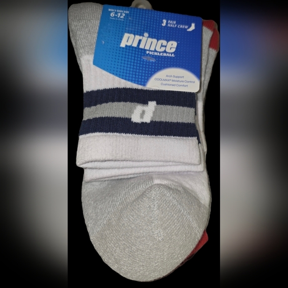 Prince Men's Pair of 3 High Crew Pickleball Socks- Size 6-12- NWT 🧦 - Picture 2 of 3